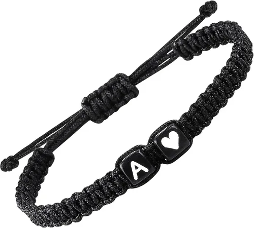 Vista 9 de Regalos para el día del padre, pulseras a juego para parejas, pulsera con letra inicial para hombres y mujeres, bonitos regalos de aniversario