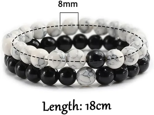 Vista 6 de Juego de 2 pulseras de chakras de distancia de piedra natural para hombres y mujeres, pulseras y brazaletes de yoga, joyería para mejores amigos