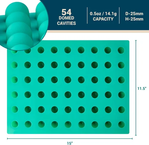 Vista 5 de O'Creme Molde redondo de silicona para trufas de chocolate, ganache, gelatina, pralinés y caramelos (0.984 in de diámetro x 0.984 in de alto)