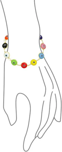 Vista 2 de Protection Good Luck Amulet Turkish Translucent Glass Bead Evil Eye Bracelet For Women Teen Gold Plated .925 Sterling Silver Red Yellow Orange Blue