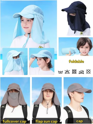 Vista 5 de Sombrero de sol transpirable de ala ancha UPF 50+ con solapa para el cuello, protección UV, gorra de secado rápido para verano, pesca al aire libre