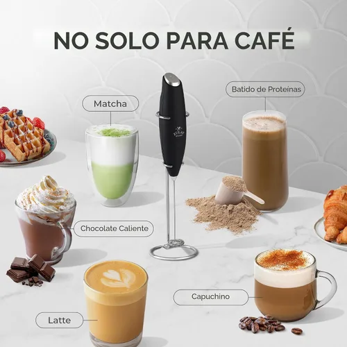 Vista 4 de Zulay Kitchen Potente varita espumadora de leche con 2 baterías Duracell – Mezclador de bebidas portátil ultrarrápido – Máquina de espuma eléctrica