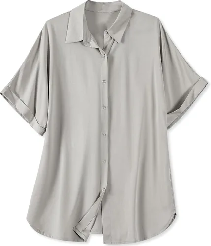 Vista 16 de Blusa suave casual de manga corta con broche frontal para mujer