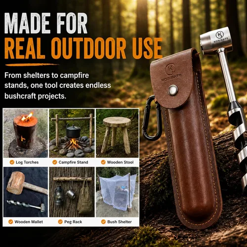 Vista 3 de Kosibate Bushcraft Gear, Llave de Barrena Manual para Facilitar la Perforación de Madera - Llave de Colonos y Herramientas de Bushcraft Perfectas