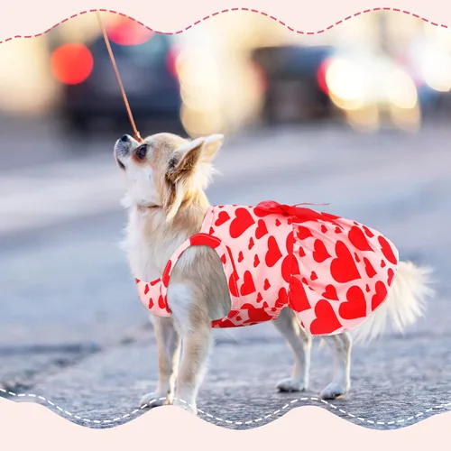 Vista 7 de Frienda 6 piezas con lazo de príncipes para cachorro, vestido floral para perro, falda, vestido de verano para mascotas, lindo vestido de verano