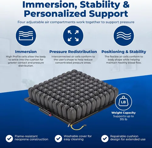 Vista 3 de Roho Quadtro Select QS67C - Cojín para asiento de silla de ruedas de alto perfil y posicionamiento de 11-12 x 13 pulgadas