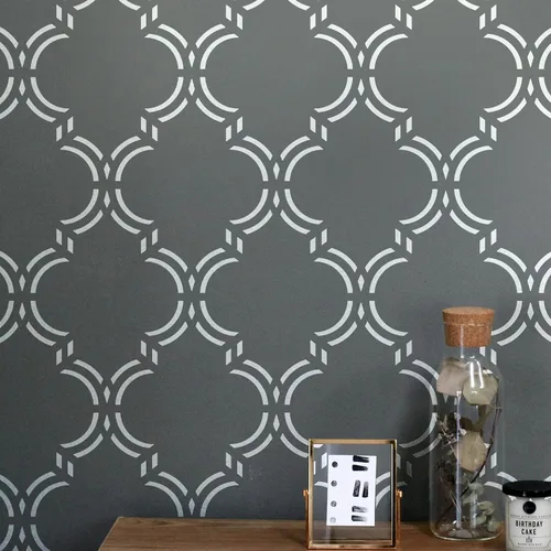 Vista 3 de PINKIPO®, Elegante marroquí, plantilla XL (16 x 40 pulgadas), plantilla de pared grande étnica, plantillas de pared geométricas clásicas