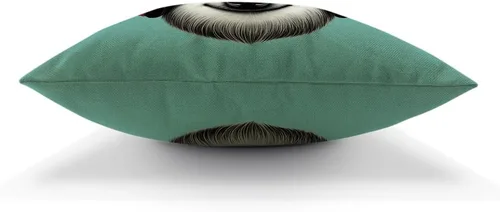 Vista 5 de Moslion Funda de almohada decorativa de perezoso con auriculares, funda de almohada cuadrada de lino y algodón de 18 x 18 pulgadas para sofá cama
