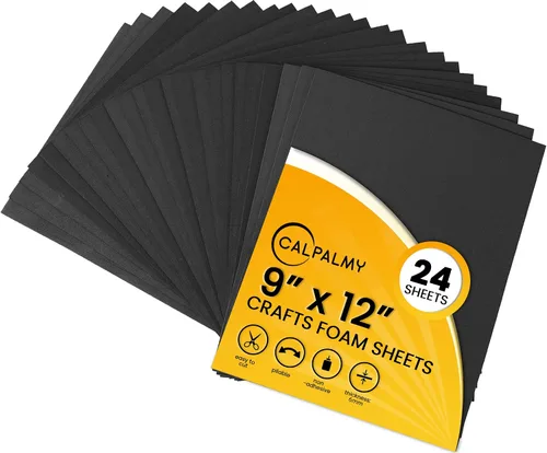 Vista 8 de 24 hojas de espuma EVA negra para cosplay en hojas de 9 x 12 pulgadas; espuma gruesa de alta densidad 187.4 lbs/m³, 0.079 in (1/12 pulgadas); ideal