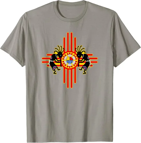 Vista 24 de Native American Kokopelli Kachina Zia Symbol 2 - Camiseta divertida para fanáticos, Negro