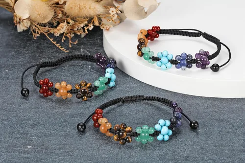 Vista 4 de TOP PLAZA - Pulsera de cuentas de chakras con 7 cristales curativos para yoga, meditación, relajación, ansiedad, para hombre y mujer