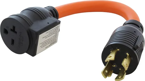 Vista 8 de AC WORKS Enchufe de bloqueo de 4 clavijas L14-30P de 30 amperios a conector hembra NEMA 6-20R de 250 voltios (compacto)