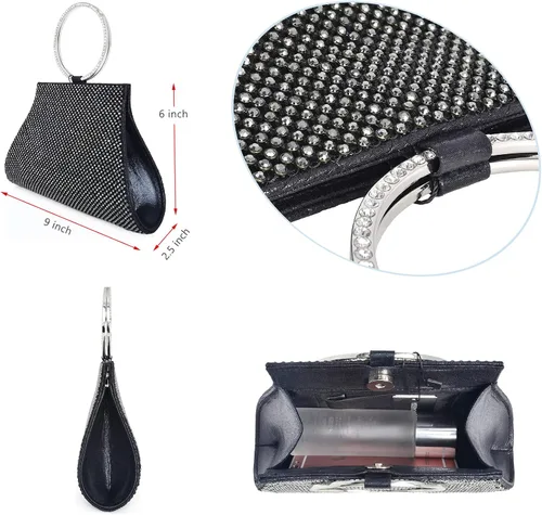 Vista 5 de Bolso de mano de cristal para novia y dama de honor, elegante bolso de noche para mujer