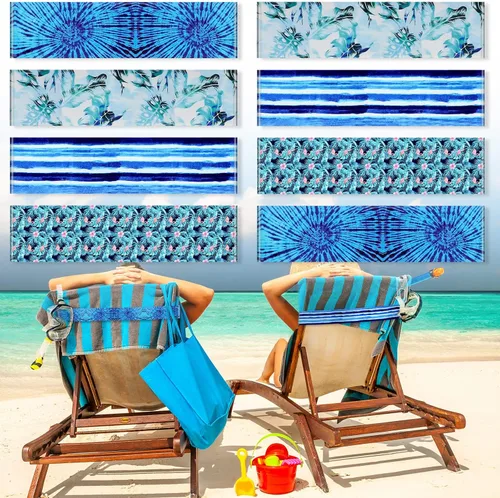 Vista 21 de Boao 4 paquetes de bandas de toalla para silla de playa, esenciales para piscina y crucero, elásticas y resistentes al viento, clips para toallas