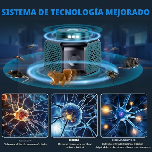 Vista 4 de Repelente ultrasónico para ratones, repelente de roedores para interiores Negro cian