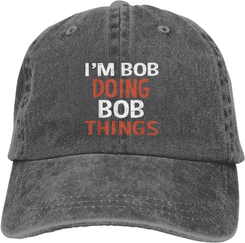 Vista 9 de Gorra de béisbol con texto en inglés "I'm Bob Doing Bob Things", gorra de béisbol ajustable para deportes al aire libre