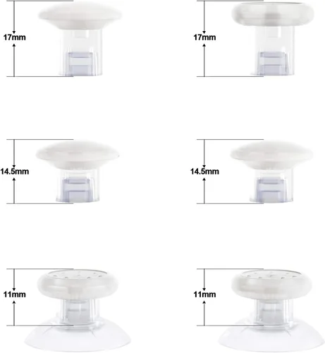 Vista 3 de eXtremeRate Clear ThumbsGear - Palancas ergonómicas intercambiables para Nintendo Switch Pro Controller - 3 alturas abovedadas y cóncavas
