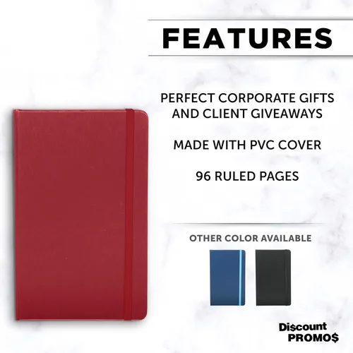 Vista 2 de DISCOUNT PROMOS Diarios personalizados de tapa dura con banda elástica de colores, paquete a granel personalizado, perfecto para la escuela