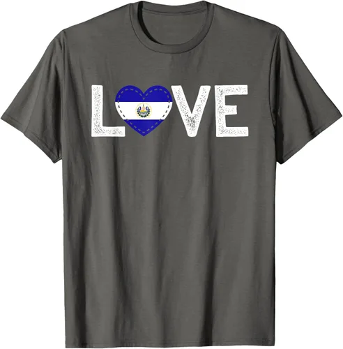 Vista 67 de Camiseta de regalo con la bandera de El Salvador LOVE, Negro, S