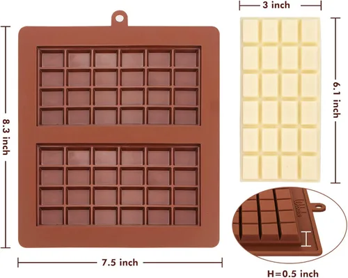 Vista 3 de Webake Molde de barra de chocolate de silicona, moldes de barra de caramelo de 4 onzas, paquete de 2 unidades para barras energéticas de proteínas