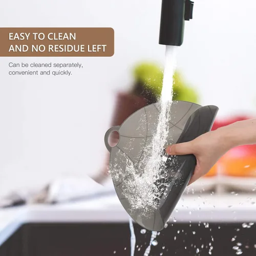 Vista 3 de Tapa de tapón de silicona para derrames de silicona, protección contra derrames, herramienta de cocina multifunción para cocinar ollas de 7 a 10 Gris