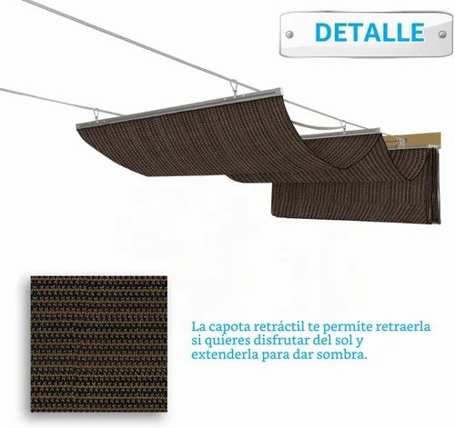 Vista 7 de Patio Cubierta de Sombra Retráctil para Pérgola de 3 pies de Ancho x 12 pies de Largo, Repuesto de Toldo, Cubiertas de Tela para Pérgolas al Aire