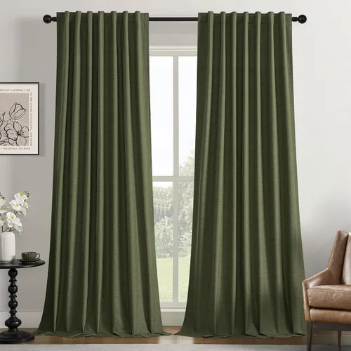Vista 55 de UHITECH Cortinas opacas de 35 pulgadas de largo para sala de estar, 2 paneles, cortina opaca corta para cocina para ventanas pequeñas, cortinas