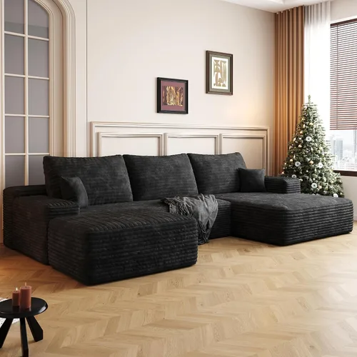 Vista 20 de AUGOP Sofá modular moderno de 96 pulgadas para sala de estar, sofá modular con sofás en forma de L, sofá tapizado sin hueso, asiento profundo, sofá