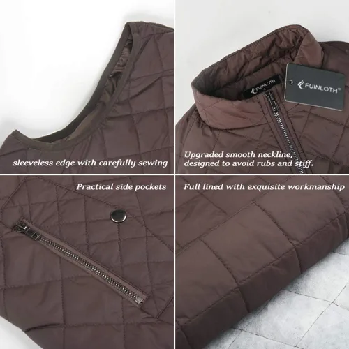 Vista 5 de Fuinloth - Chaleco acolchado para mujer, diseño de cuello alto, ligero, con cierre