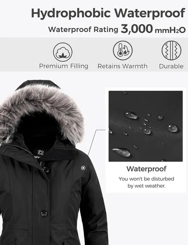 Vista 5 de Wantdo - Chaqueta de invierno con capucha para mujer