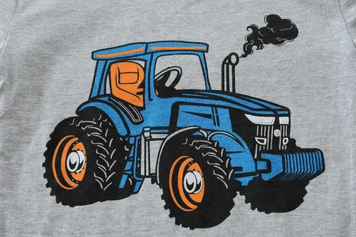 Vista 3 de Little Hand Pijamas para niños pequeños, Monster Truck de algodón, dinosaurio, 2 piezas, planetas, ropa de dormir de 2 a 7 años