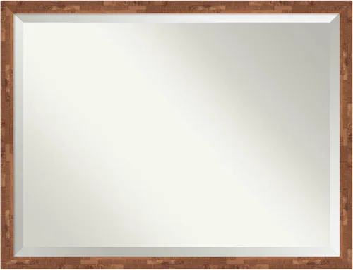 Vista 11 de Amanti Art Espejo de pared marrón de 26 x 22 pulgadas, espejo rectangular de baño de Alejandría marrón rústico para decoración de pared, sala