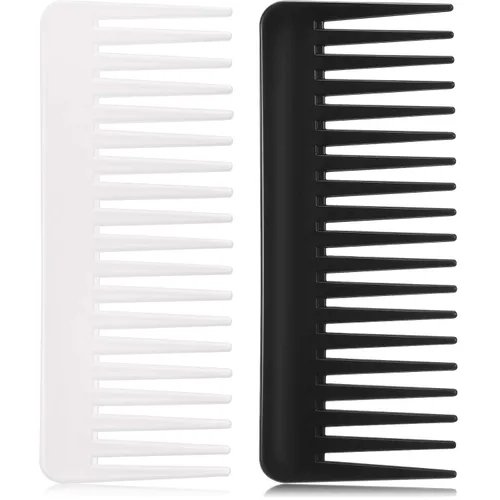 Vista 10 de Patelai Peine de dientes anchos, peine desenredante grande para cabello rizado, húmedo y seco, sin mango, accesorios desenredantes (ámbar)