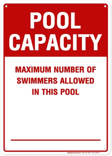Vista 15 de Número máximo de nadadores permitidos en este cartel de piscina, 7 x 10 pulgadas, libre de óxido, aluminio 040, resistente a la decoloración