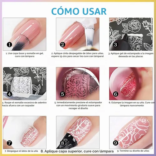 Vista 9 de Biutee - Juego de 10 placas de estampado de uñas, diseño de Halloween, kit de estampado de uñas 14 piezas