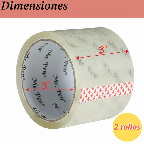 Vista 2 de Mr. Pen - Cinta de embalaje de 3 pulgadas, paquete de 2, cinta ancha, 45 yardas, 1.9 mil, sin olor, rollos de cinta de embalaje móvil transparente