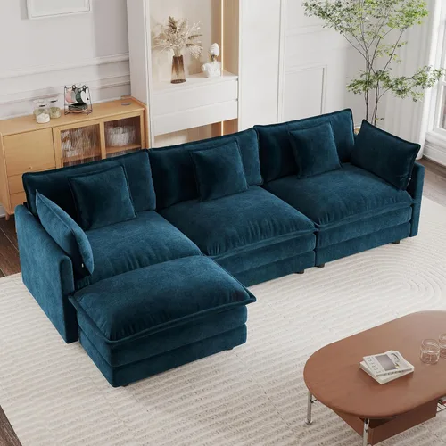 Vista 21 de mikibama - Sofá seccional modular, sofá en forma de L de 76.4 pulgadas para sala de estar, sofá cama cómodo tipo nube con otomano móvil, combinación