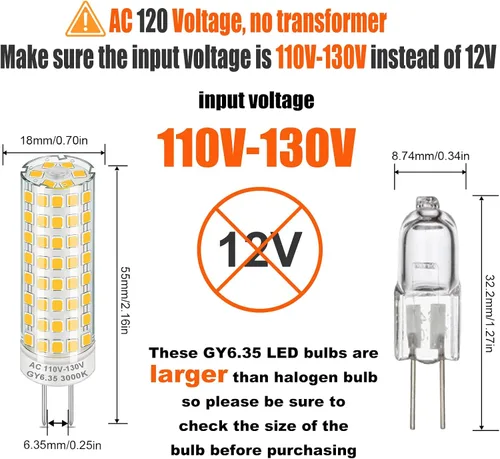 Vista 2 de ZHENMING Bombilla LED AC 120V GY6.35 regulable 7W 3000K 75W equivalente halógeno