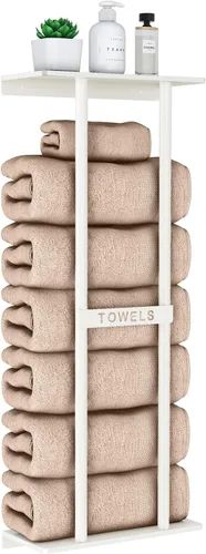 Vista 13 de STWWO Toallero para Baño Montado en Pared, Toallero de Pared de 22 Pulgadas para Toallas Enrolladas, Almacenamiento de Toallas para Baño Pequeño
