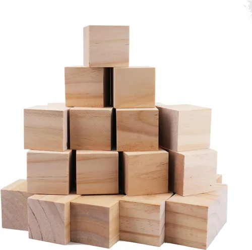 Vista 9 de Tosnail Paquete de 150 cubos de madera sin terminar de 1 pulgada, bloques de madera en blanco para hacer manualidades