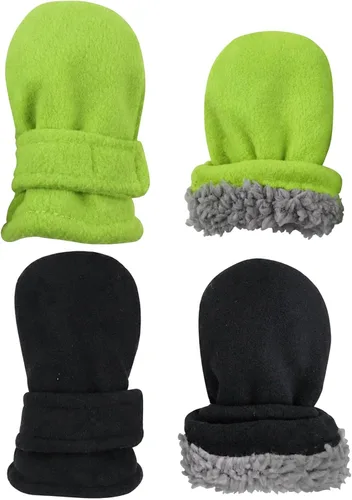 Vista 23 de N'Ice Caps Baby Toddler Mittens Kids 2 Pair Pack Fleece Warm Sherpa Lined Negro + Gris