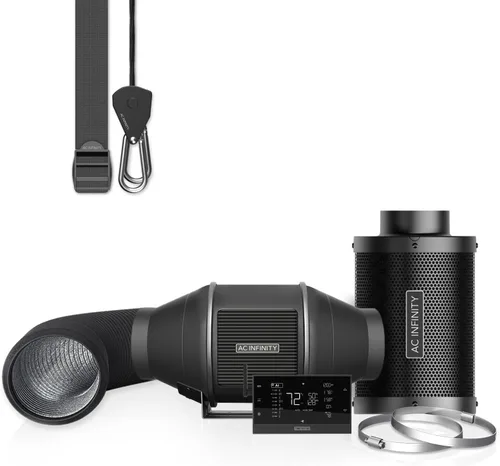Vista 11 de AC Infinity CLOUDLINE LITE - Kit de filtración de aire de 4 pulgadas, ventilador en línea y filtro de carbono, sistema de refrigeración