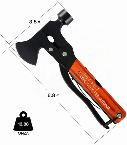 Vista 3 de Camping Multitool Axe Hammer, 18 in 1 Multitool Hatchet Herramientas de camping multiherramienta, accesorios para sierra, destornilladores, alicates