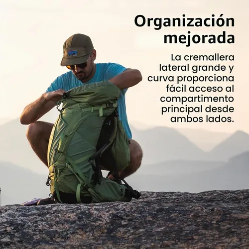 Vista 4 de Osprey Atmos AG 65L Mochila de mochilero para hombre, color negro, S/M