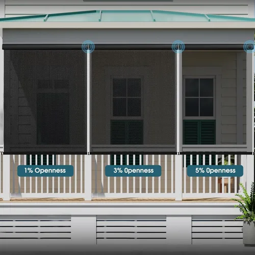 Vista 3 de Persianas enrollables motorizadas para exteriores, persianas enrollables para patio, funciona con Alexa, Google Homekit, Apple Homekit, parasol