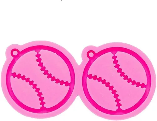 Vista 6 de Juego de 2 moldes de silicona para llavero de béisbol redondo creativo con agujero para manualidades, llavero, aretes, collar, colgante de joyería