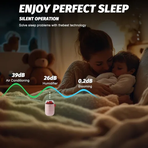 Vista 5 de Mini humidificador portátil para escritorio, dormitorio, planta de interior, 9.5 fl oz, humidificador para oficina o habitación pequeña, alimentado