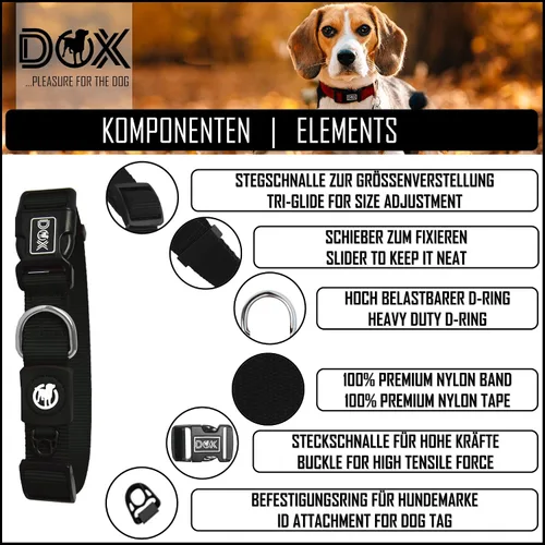 Vista 2 de DDOXX Collar de nailon para perro, ajustable, muchos colores y tamaños, para perros pequeños, medianos y grandes, collares para gatos, cachorros