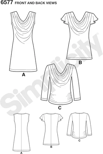 Vista 5 de NEW LOOK Patrón de costura 6577 - Tops de punto para señoritas, A (6-8-10-12-14-16-18)