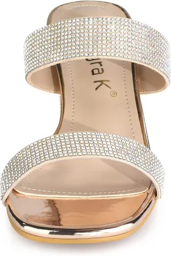 Vista 3 de Allegra K Sandalias de tacón grueso con diamantes de imitación para mujer, M